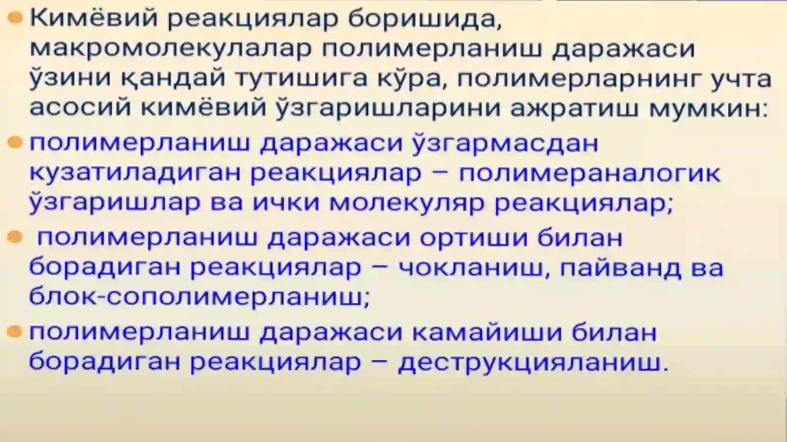 polimerlarning kimyoviy o'zgarishlari 3