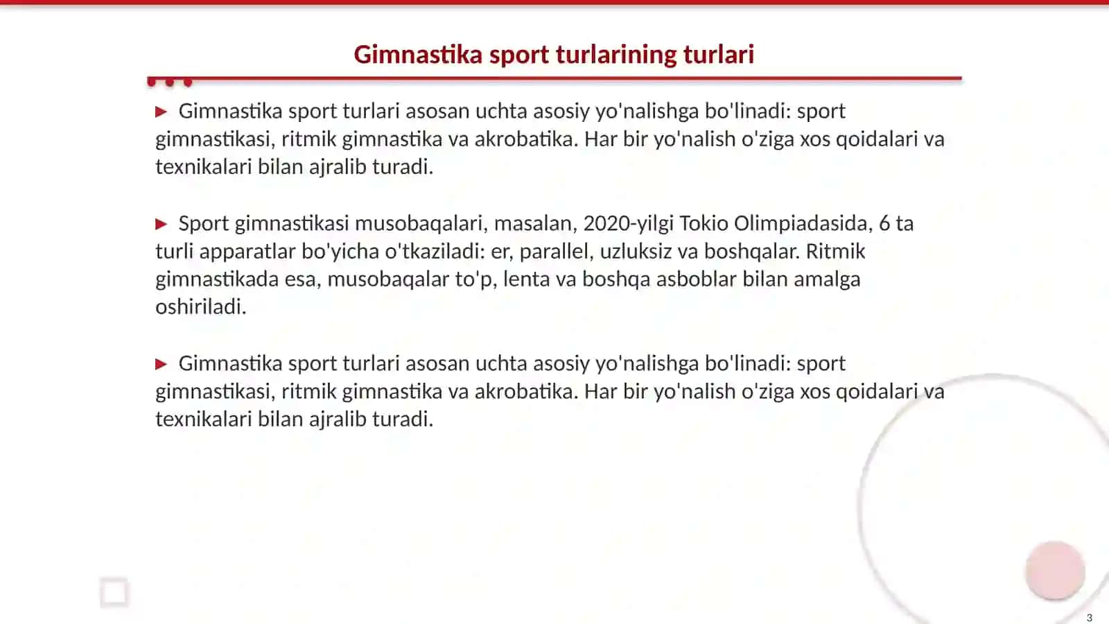 Gimnastika sport turlarida hakamlik qilish va musobaqalar oʻtkazish 3