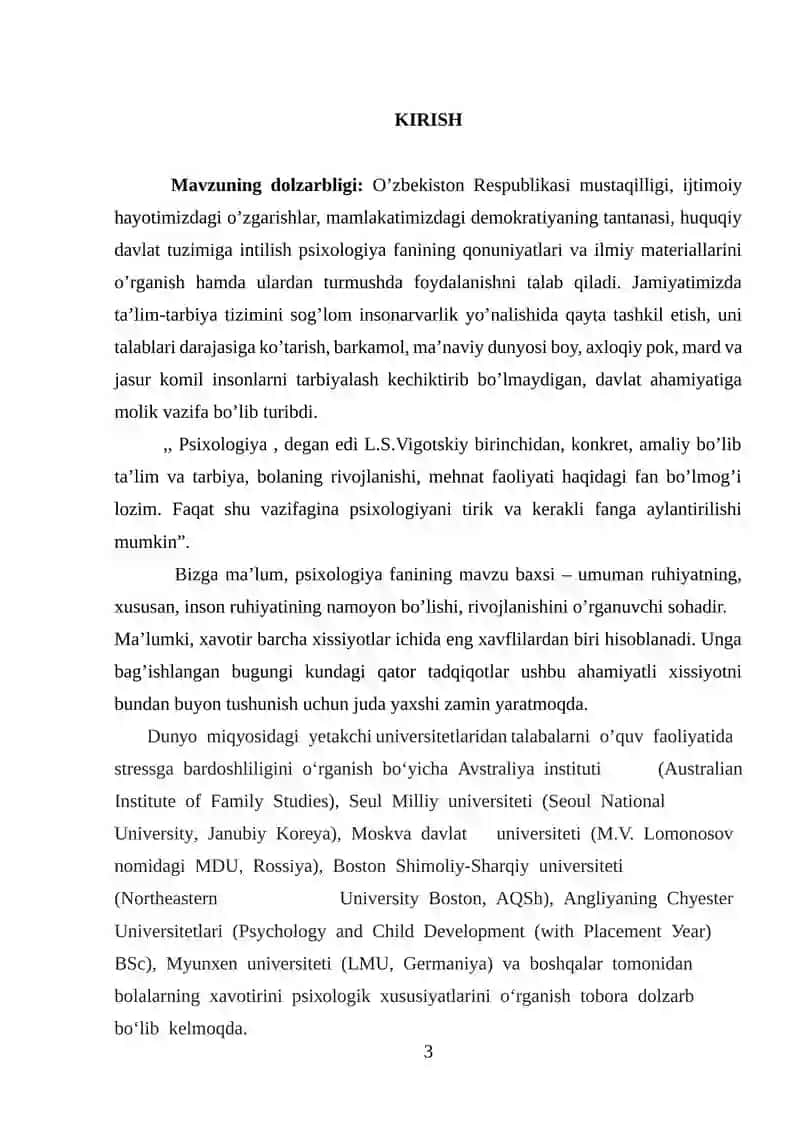 Maktabgacha yoshidagi bolalarda psixologik xavotirlanish holatlarining namoyon bo’lishi 3
