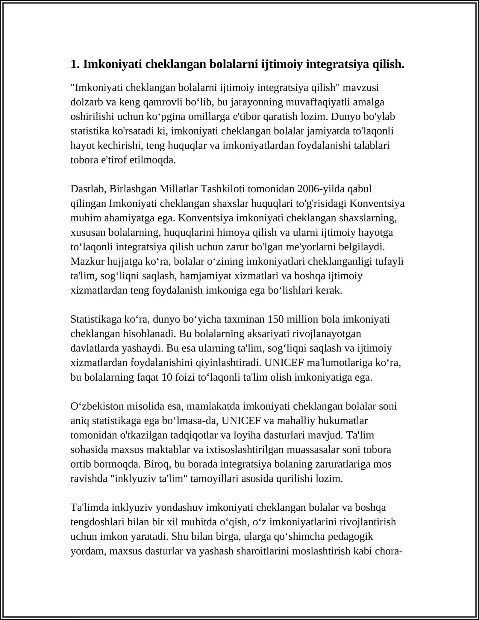 IMKONIYATI CHEKLANGAN BOLALARNI INKLYUZIV TAʼLIM VA TARBIYALASH KONSEPSIYASI 3