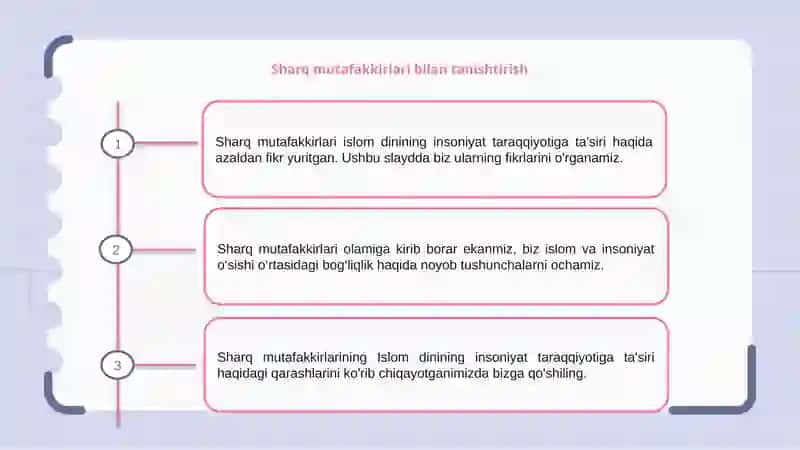 Sharqmutafakkirlarining islomdinining insonkamolotigata'sirihaqidag'oyalari 3