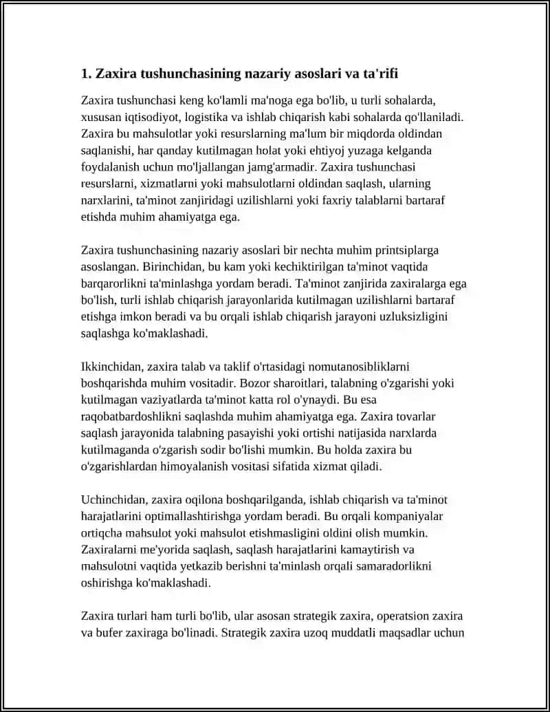 Zaxira Tushunchasi Turlari va Ularni Yaratishdagi Muammolar 3