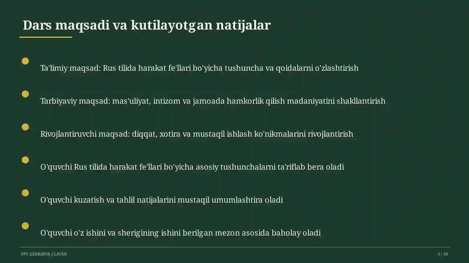 Rus tilida harakat fe'llari (6-sinf) 3