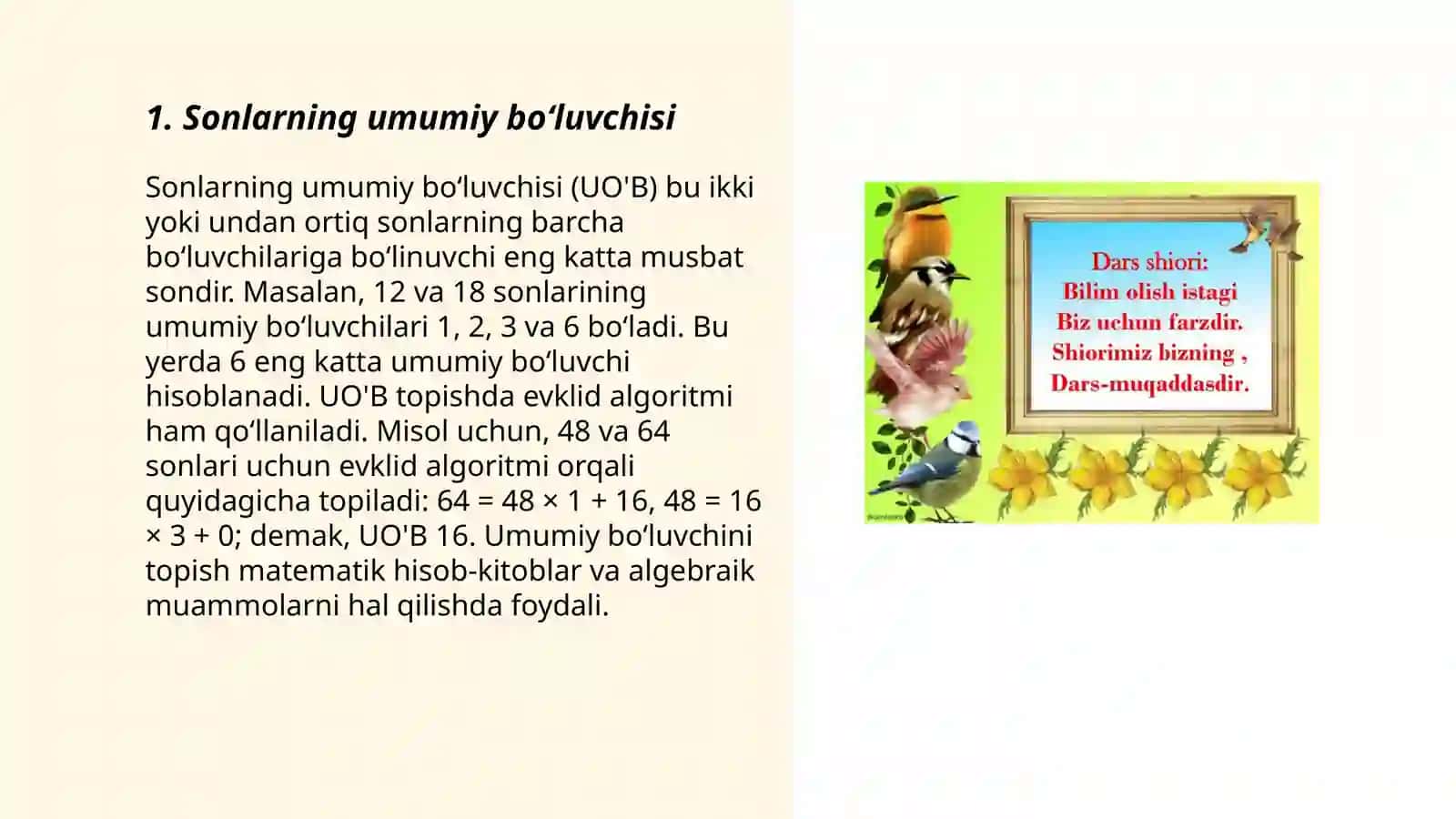 Tohirova Mavludning algebra sonlar nazariyasi taqdimoti 3
