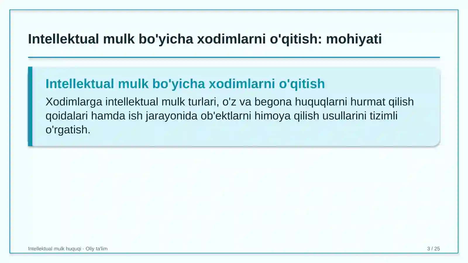 Aviakompaniyalarda intellektual mulk bo'yicha xodimlarni o'qitish 3