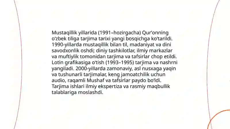 Mustaqillik yillarida Qurʼonning oʻzbek tiliga tarjima qilinishi va tafsirlari 3