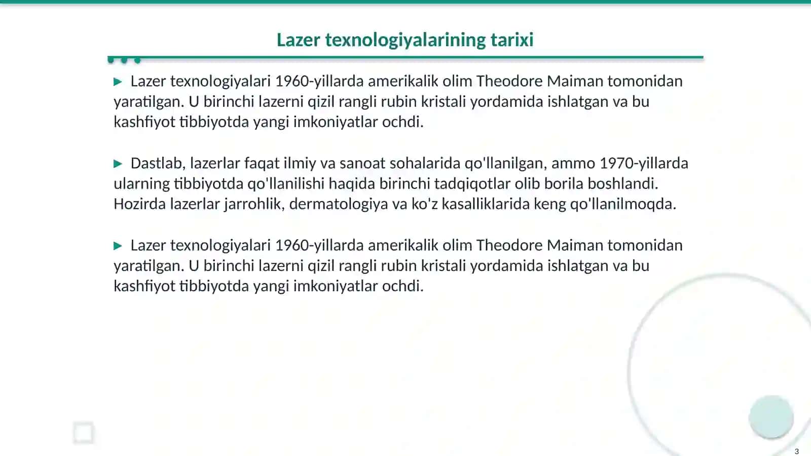 Lazerning tibbiyotta qollanilishi 3