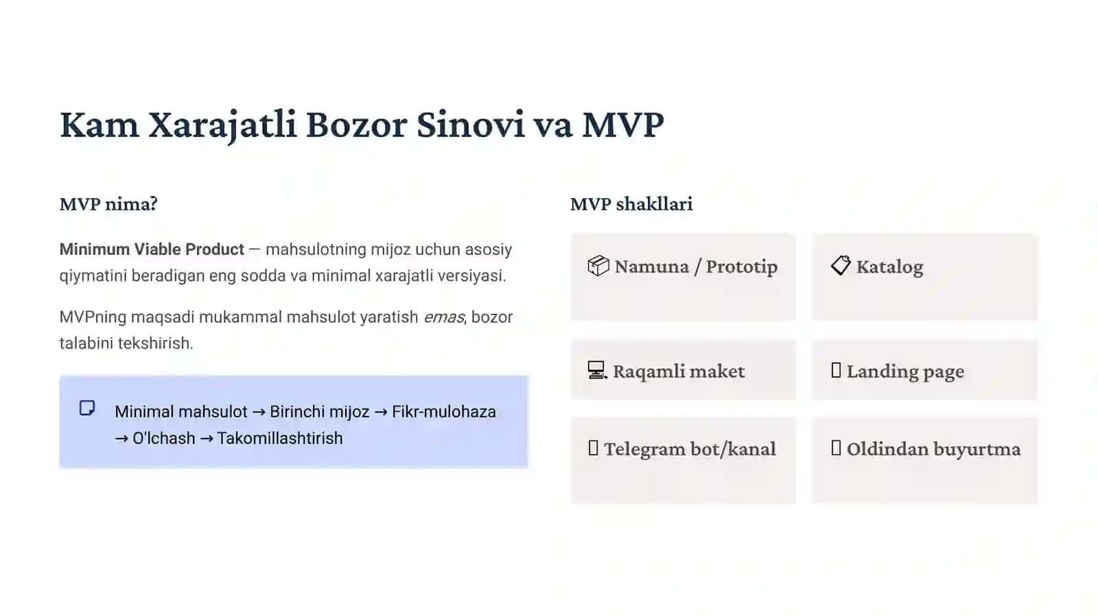 Mahsulotni Kam Xarajat Bilan Bozorda Sinab Ko'rish 3