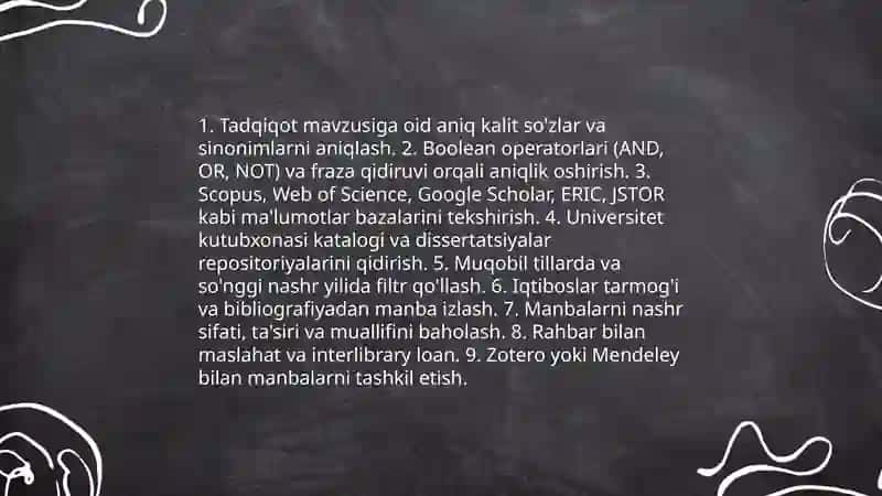 Bitiruv malakaviy ishlarida adabiyotlar topish va rasmiylashtirish 3