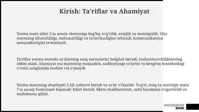 Mavzu: Yozma matnning to‘g‘rilik, aniqlik, mantiqiylik sifati 3