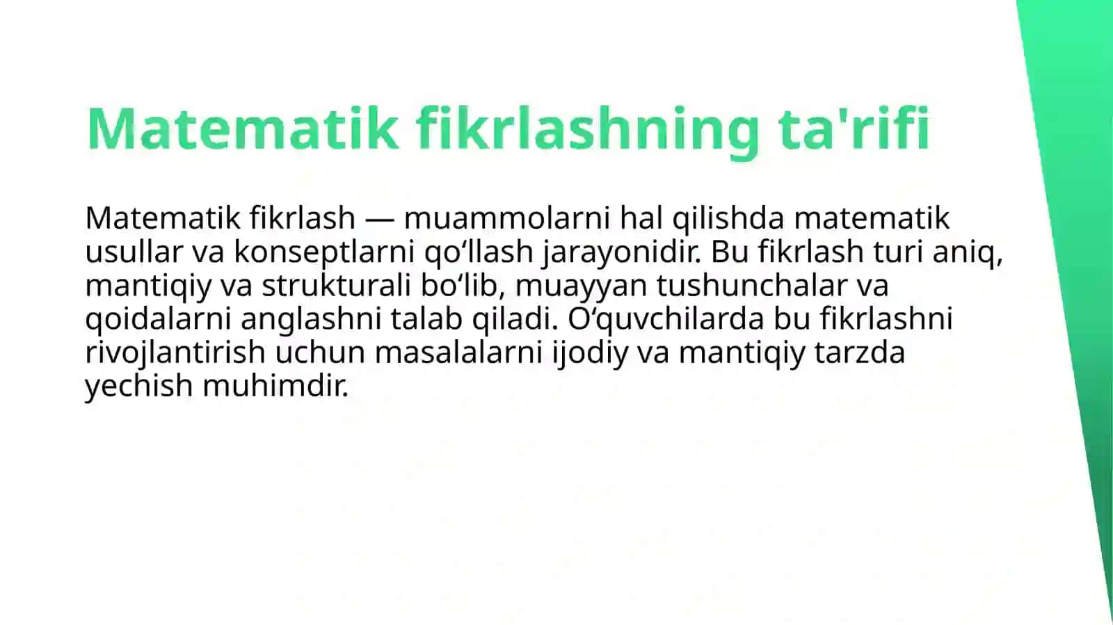 Boshlang'ich sinfda matematikadan tafakkurni mantiqiy fikrlashga rivojlantiruvchi ijodiy topshiriq tarzida masalalar ustida ishlash 3