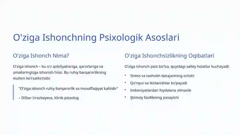 O'zini Baholash va O'ziga Ishonch: Shaxsiy Rivojlanish Kaliti 3