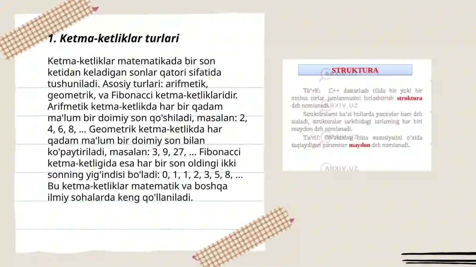 Ketma-ketliklar va progressiyalar 3