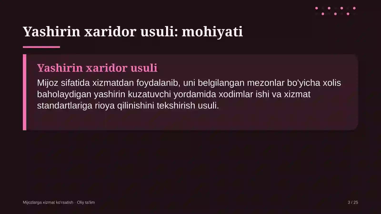 Yoga studiyalarida xizmat sifatini yashirin xaridor usulida baholash 3