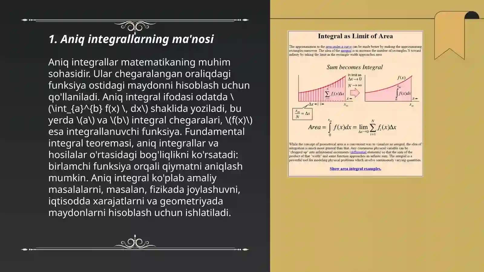Aniq integrallarni taqribiy hisoblash 3