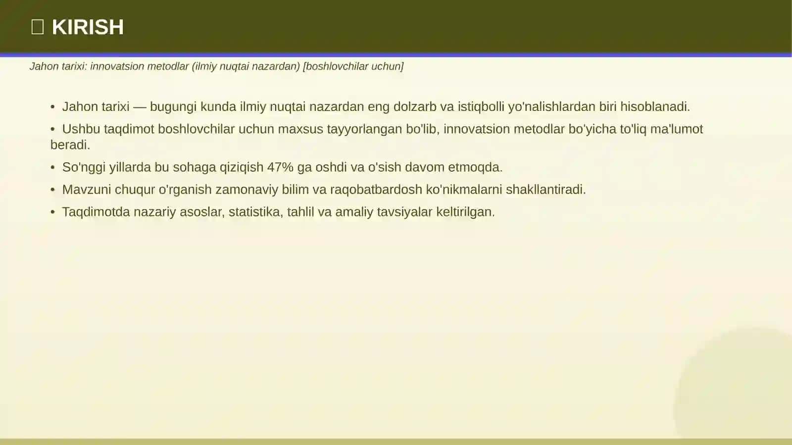 Jahon Tarixi: Innovatsion Metodlar 3
