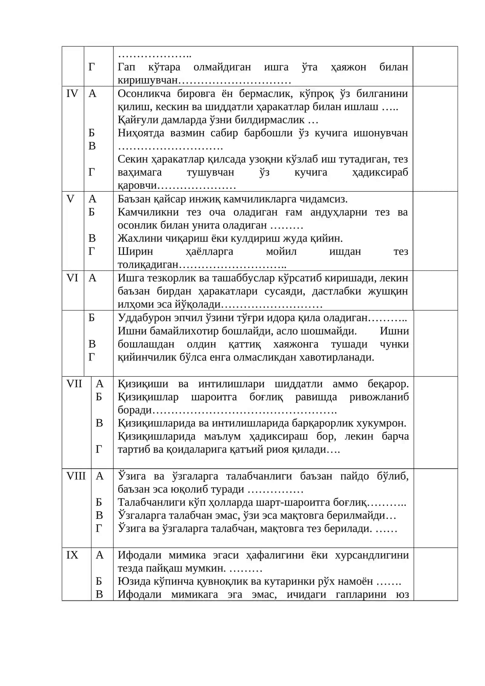 Ўқувчи шахси темпераментини ўрганишнинг амалий методлари 3