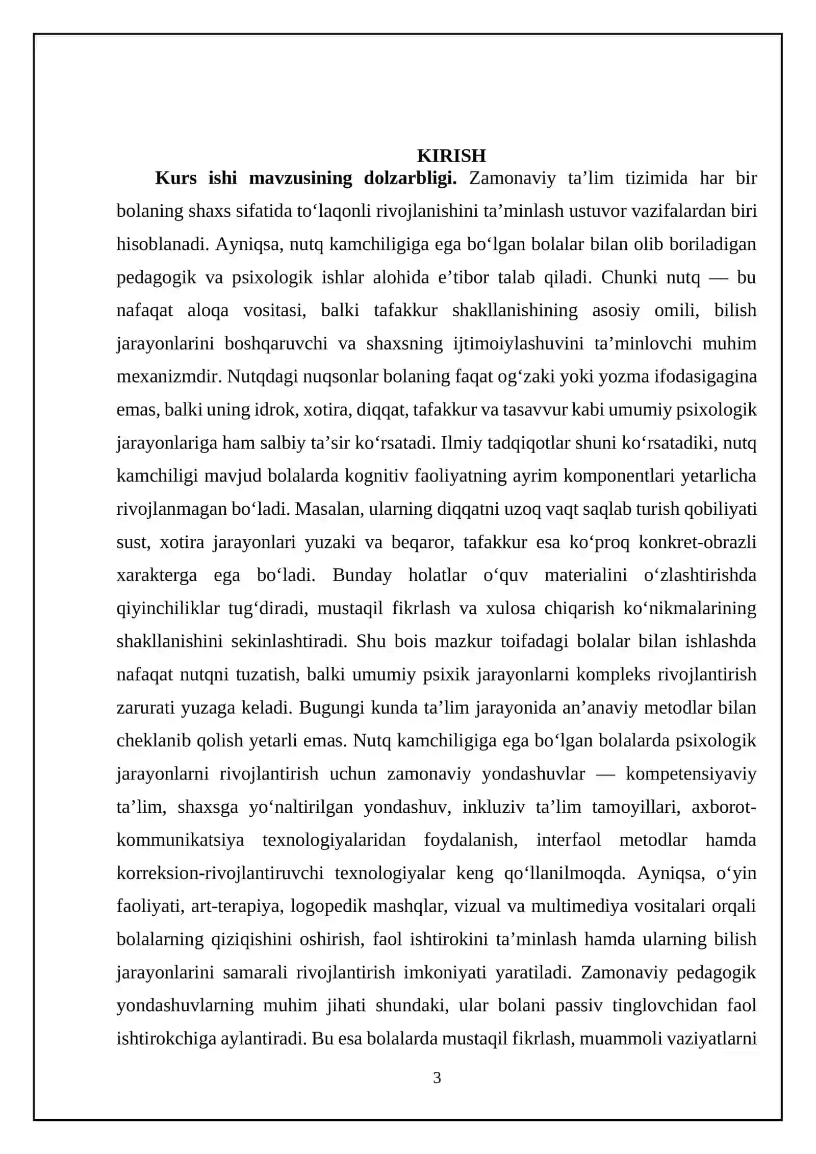 Nutq kamchiligiga ega bo‘lgan bolalarda umumiy psixologik jarayonlarini rivojlantirishda zamonaviy yondashuvlar 3