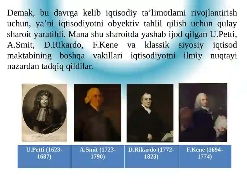 Klassik maktabning iqtisodiy ta'limotlari,Angliya va Fransiyada klassik iqtisodiy maktablarning shak 3