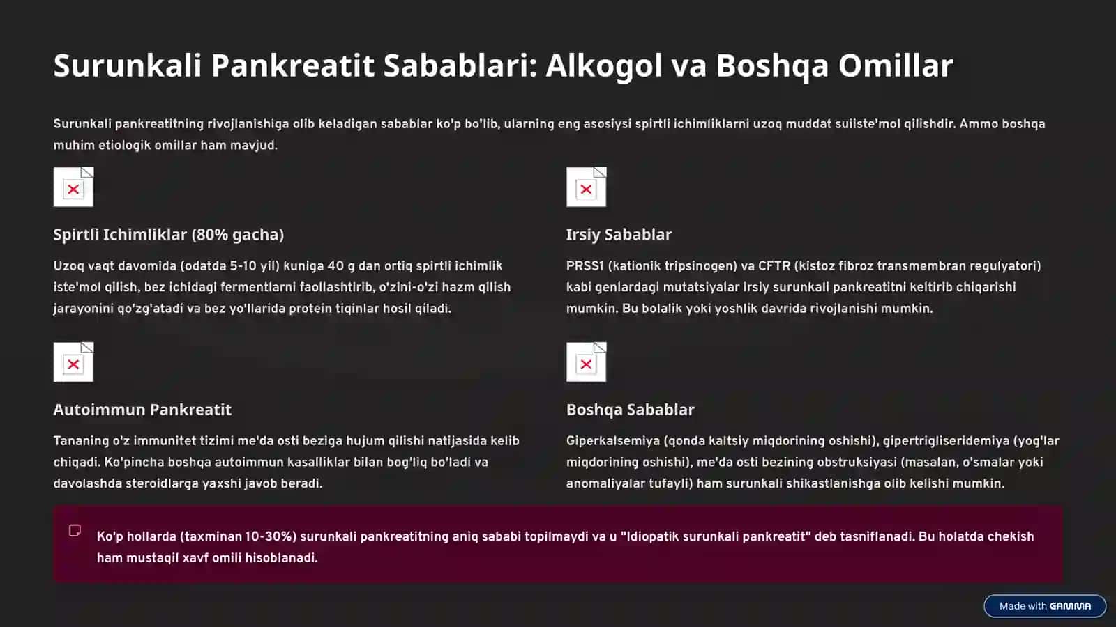 Surunkali Pankreatit: Chuqur Tahlil 3