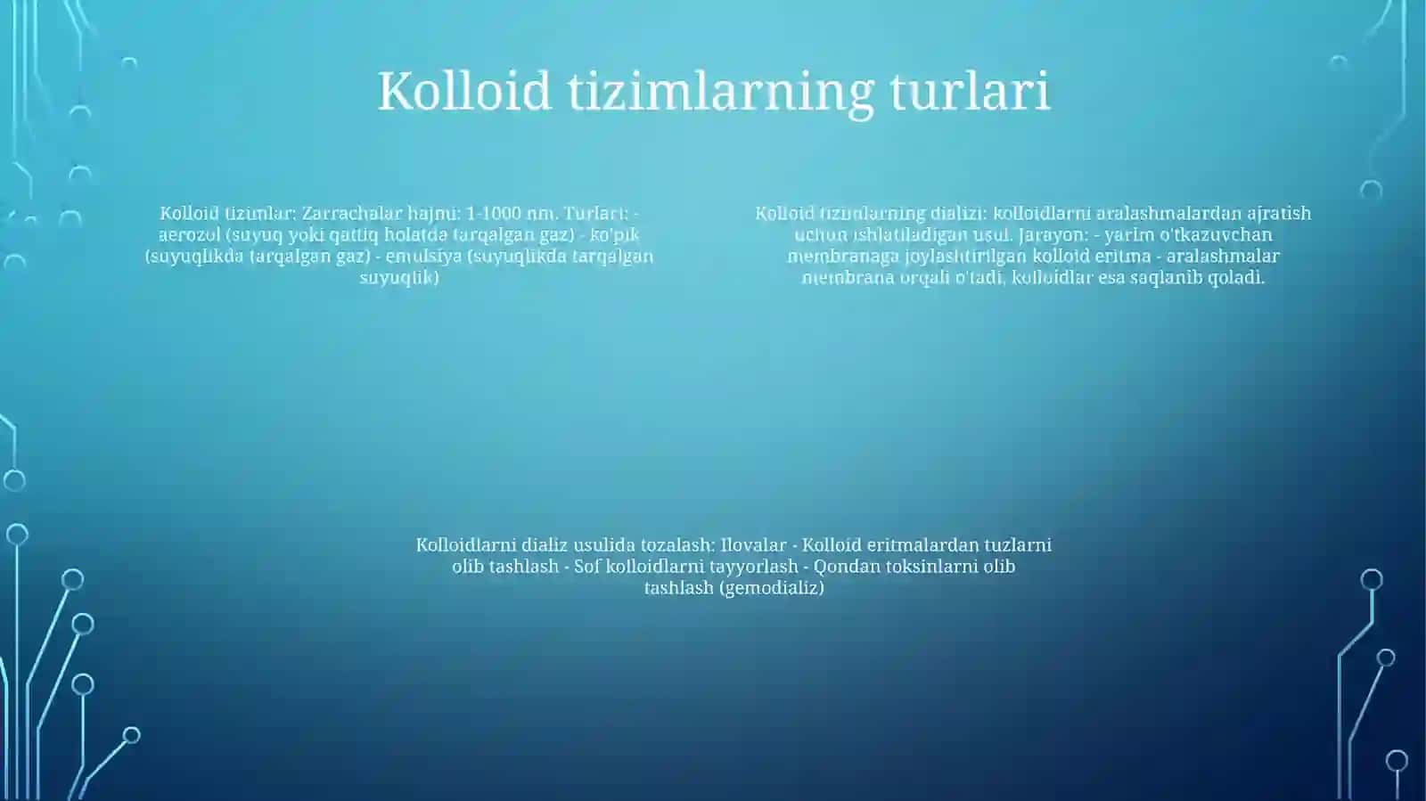 Kolloid Sistemalarni Dializ Yo'Li Bilan Tozalash 3