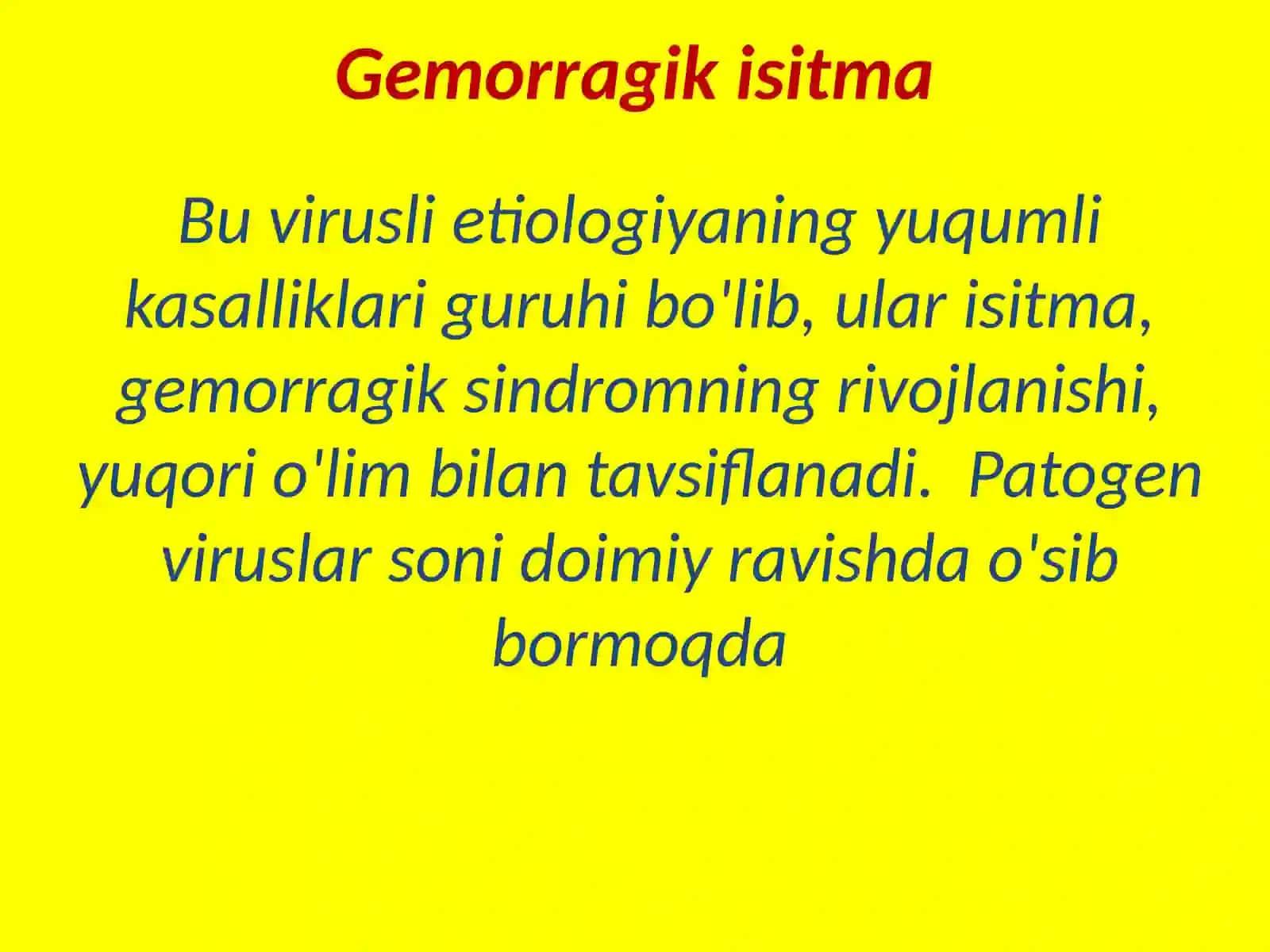 Virus-kasalliklar va gemorragik isitma 3