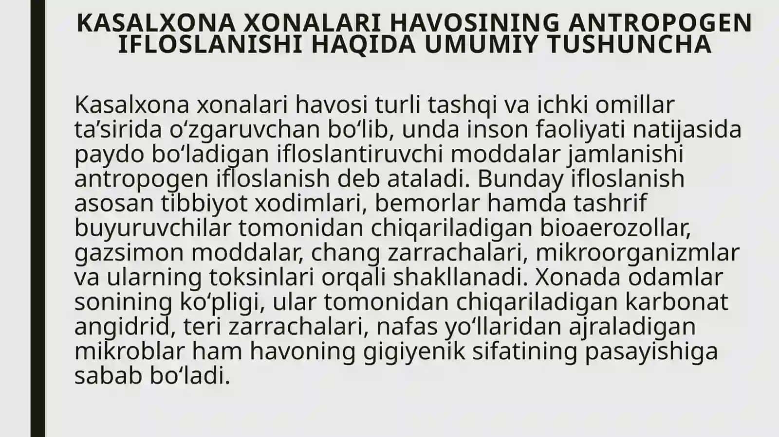 Kasalxona xonalari havosining antropogen ifloslanishi 3