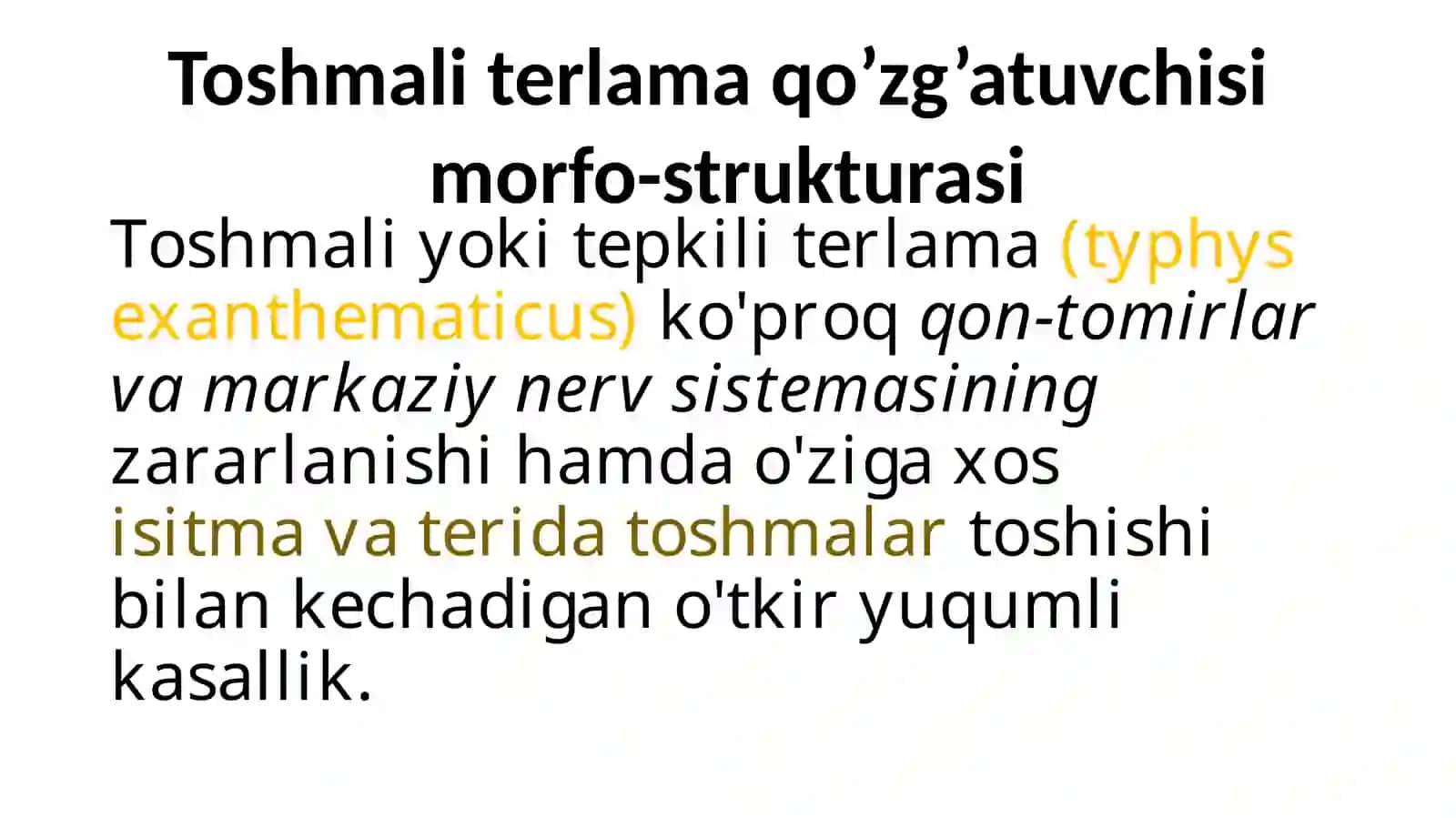TOSHMALI TERLAMA(tif) KASALLIGINI QO’ZG’ATUVCHISI MORFOLOGIYASI, STRUKTURASI, TARQALGANLIGI, PATOGENLIGI, LABORATORIYA DIAGNOSTIKASI 3