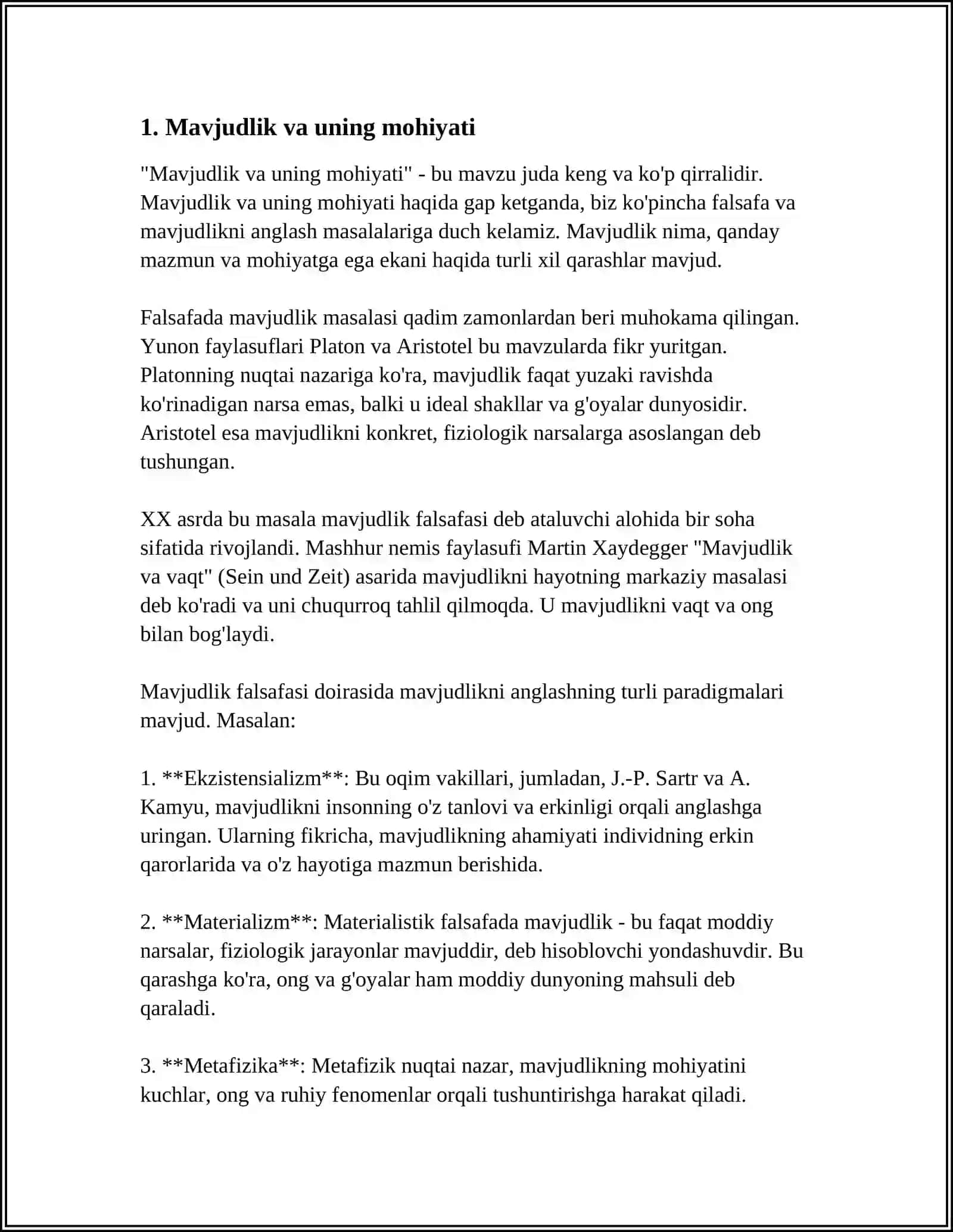NOKLASSIK ONTOLOGIYANING YOʻNALISHI VA MOHIYATI(M.XADEGGERNING BORLIQ ASARI ASOSIDA) 3