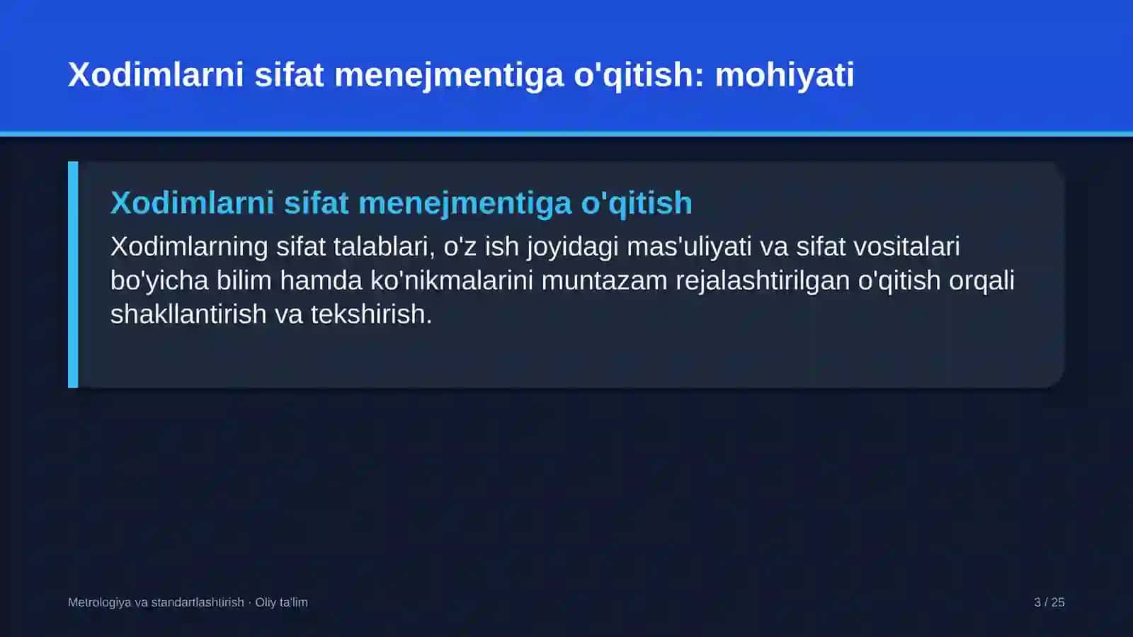 davlat universitetlarida xodimlarni sifat menejmenti bo'yicha o'qitish 9728 3