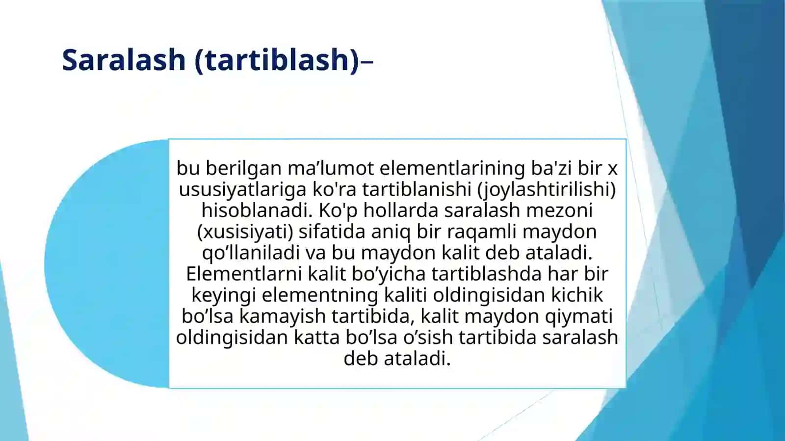 Saralash usullari 3