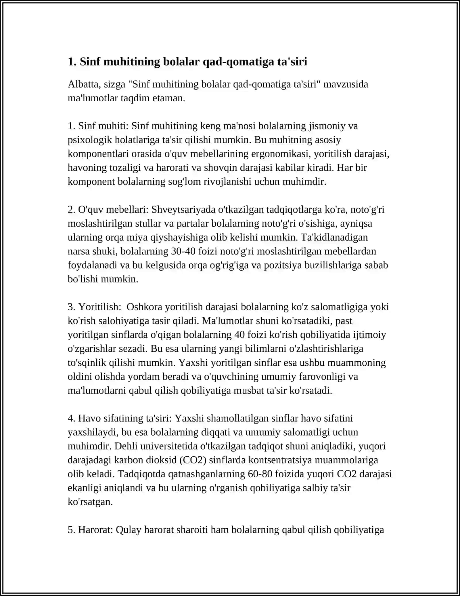 BOLALARNING QAD-QOMATINI SHAKLLANISHIGA SINF VA SINF JIHOZLARINING TA'SIRINI O'RGANISH 3