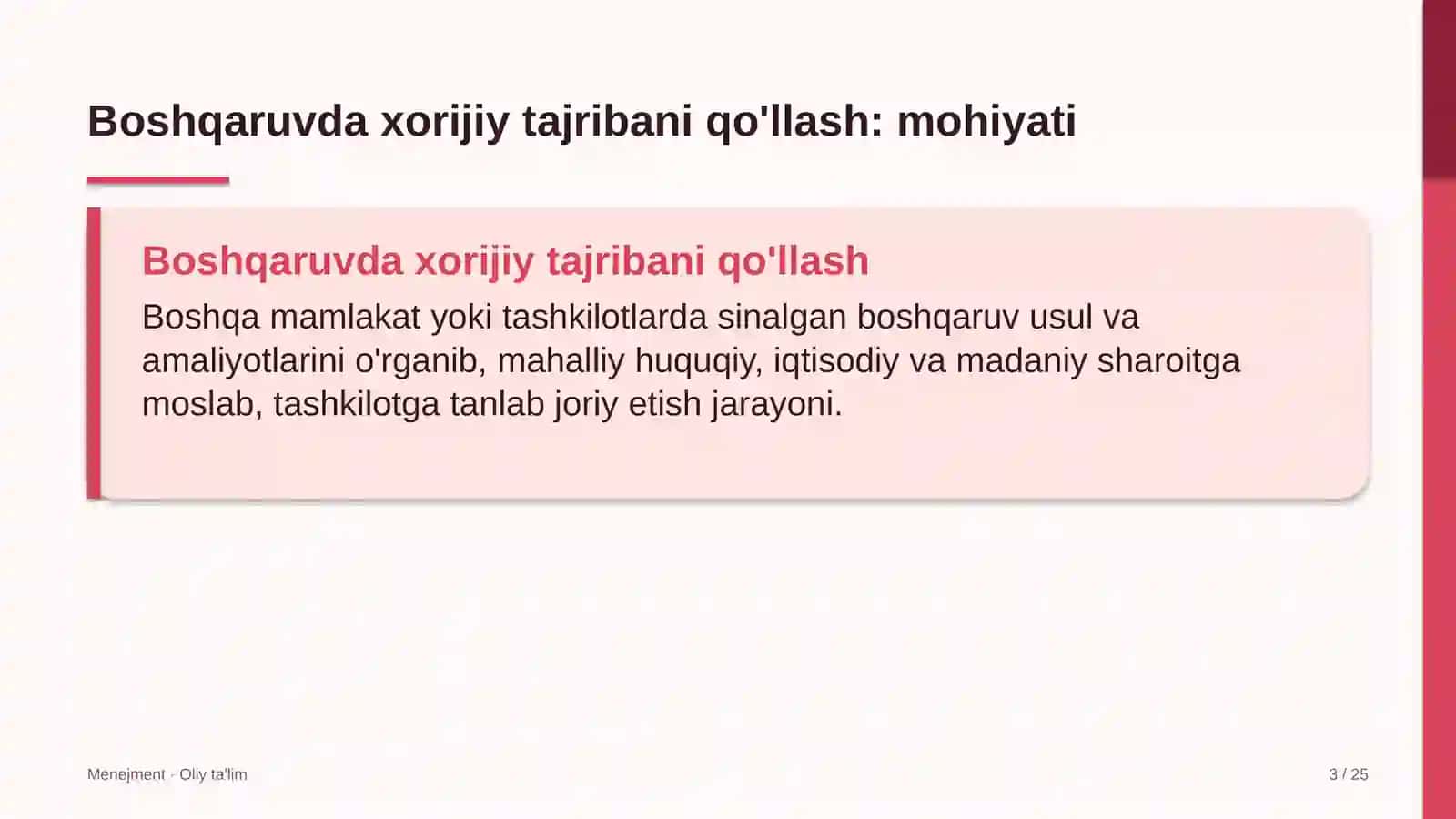 Loyiha institutlarida boshqaruvda xorijiy tajribani qo'llash 3