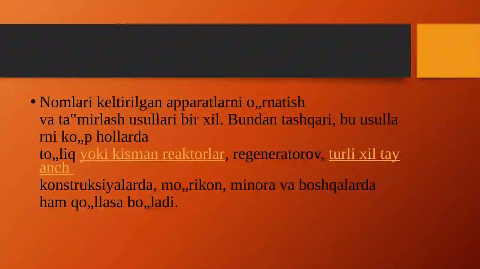 Ustunli aparatlarni ornatish 3