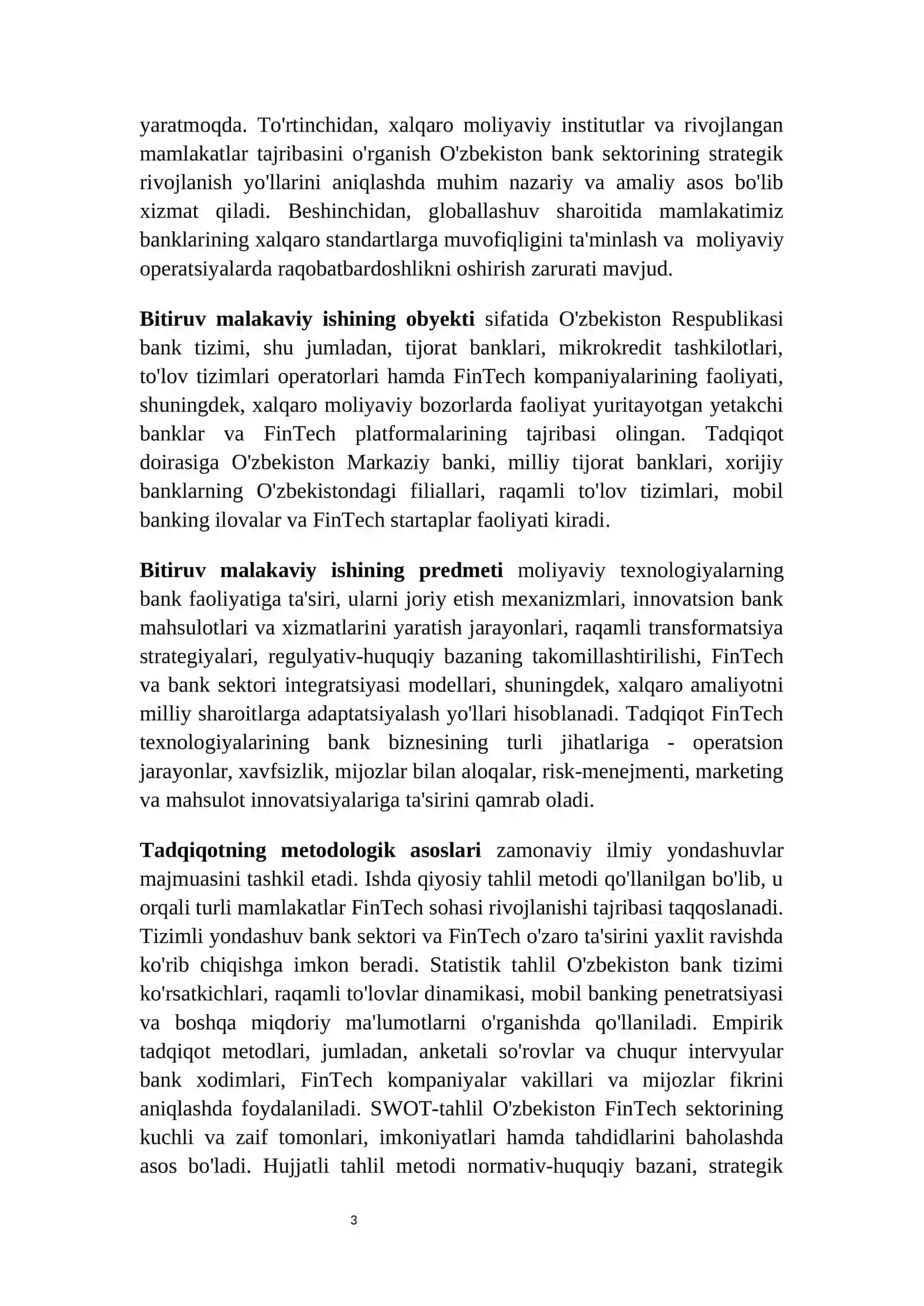 Moliyaviy texnologiyalar (FinTech)ni bank sektori rivojiga qo'llash bo'yicha xalqaro tajriba va O'zbekiston uchun istiqbollar 3