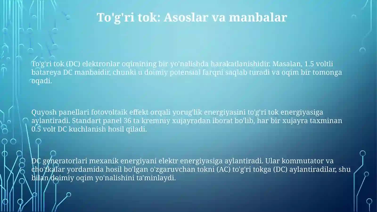 To'g'ri tok: Asoslar, manbalar va zanjirlar 3