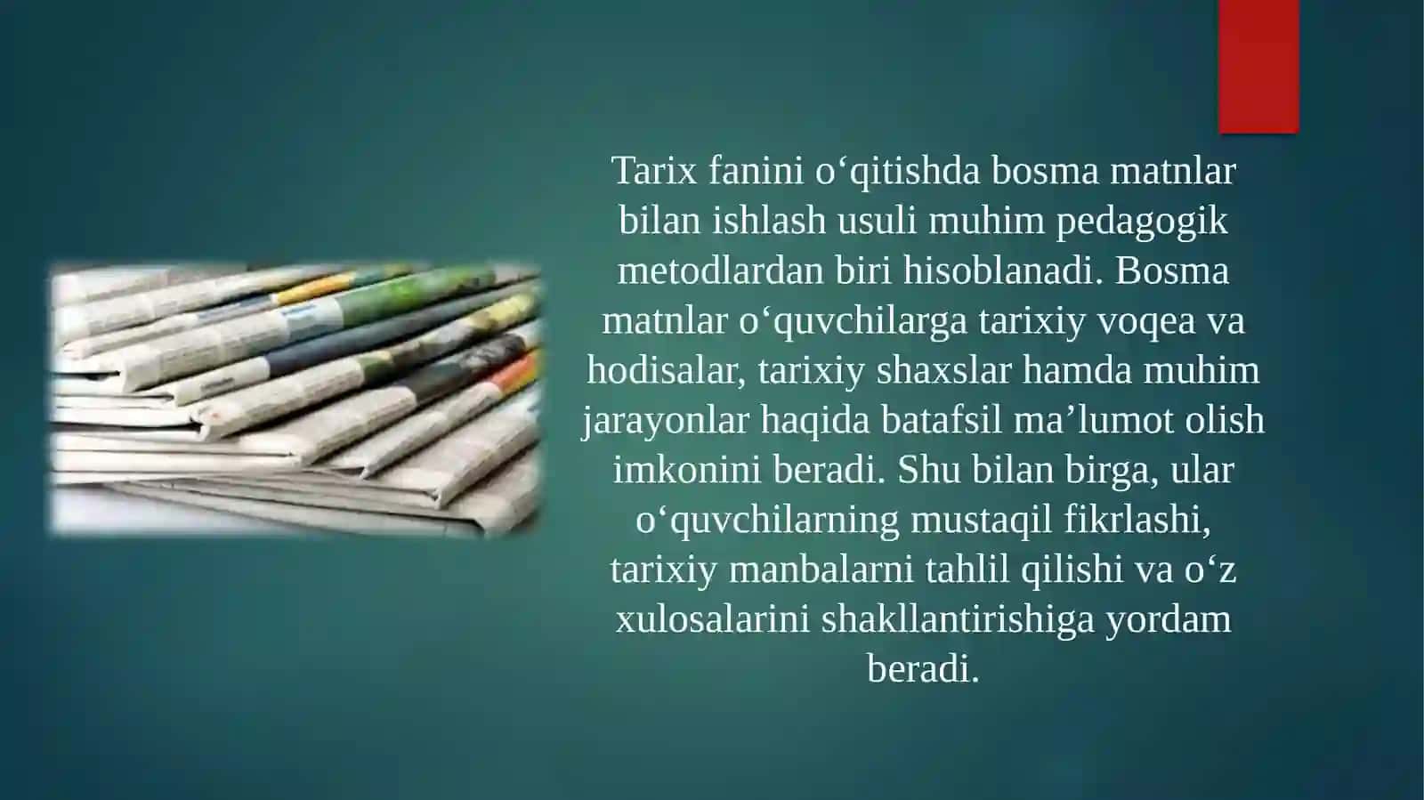 Tarix ta’limida bosma matnlar bilan ishlash usuli 3