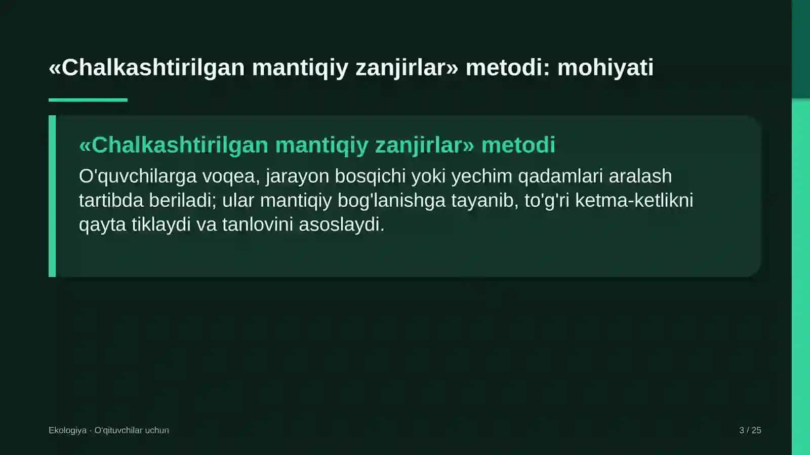 ekologiya darslarida chalkashtirilgan mantiqiy zanjirlar metodidan foydalanish 8908 3