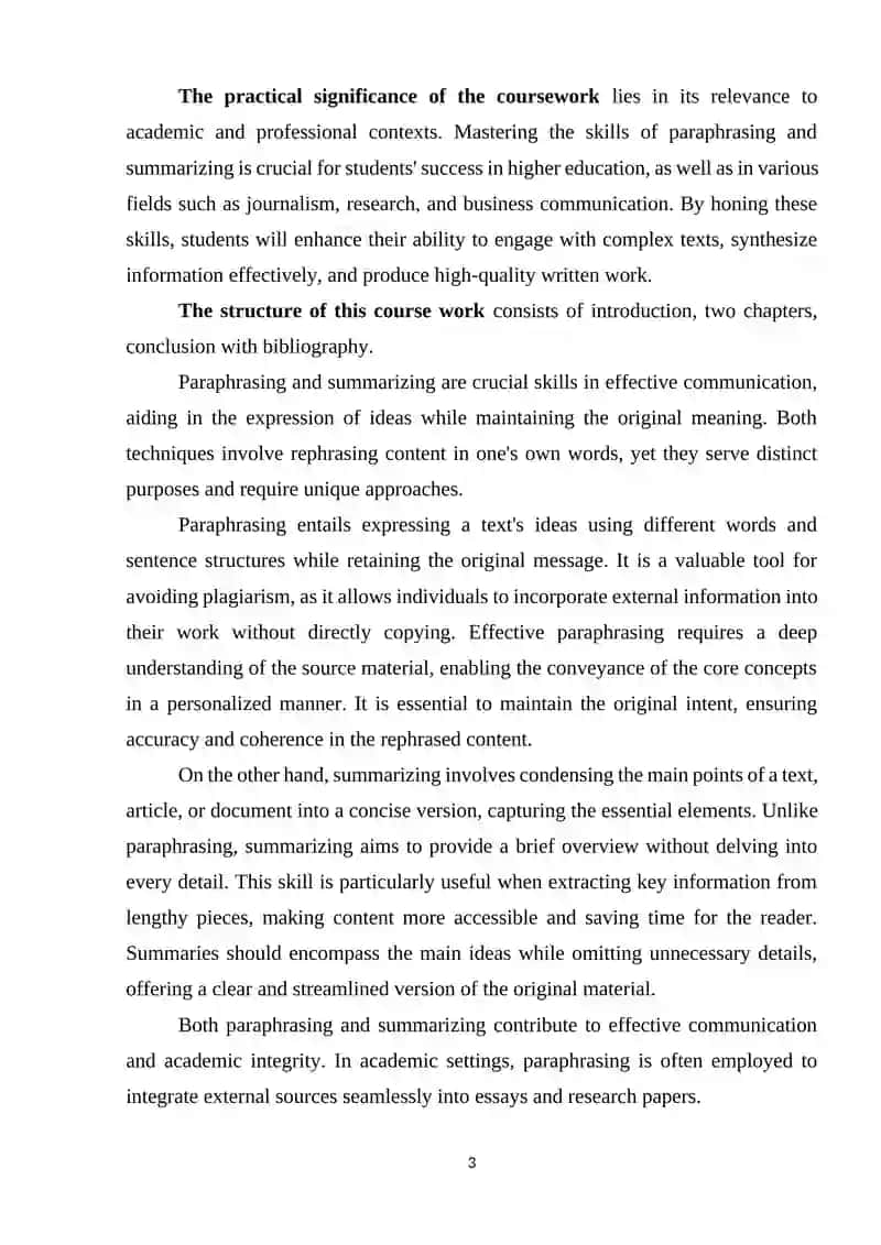 Paraphrasing and Summarizing 3