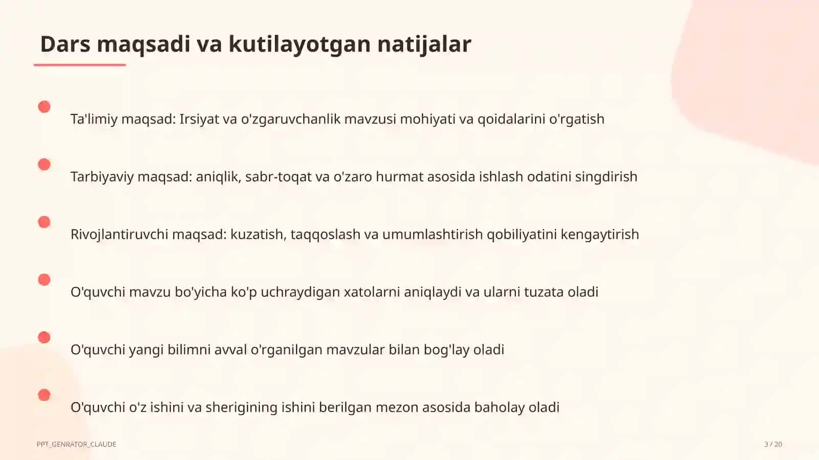 Irsiyat va o'zgaruvchanlik (9-sinf) Biologiya (5-11) 3