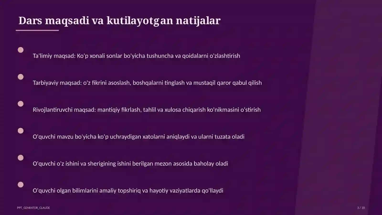 Ko'p xonali sonlar (4-sinf) Boshlang'ich sinf: Matematika (1– 4) — o'quvchilar uchun 3