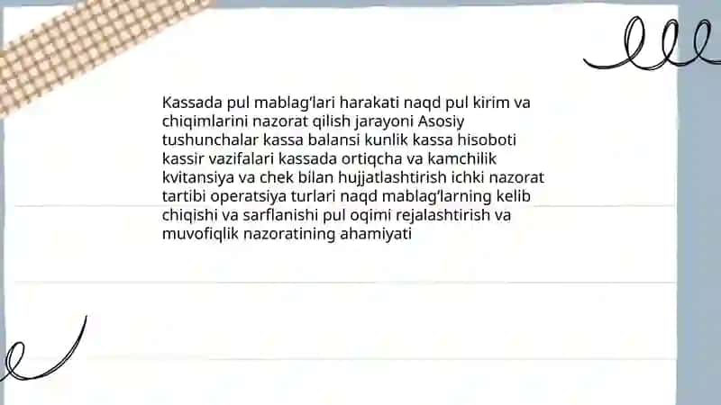 Kassada pul mablag'larini xarakatini tekshirish 3