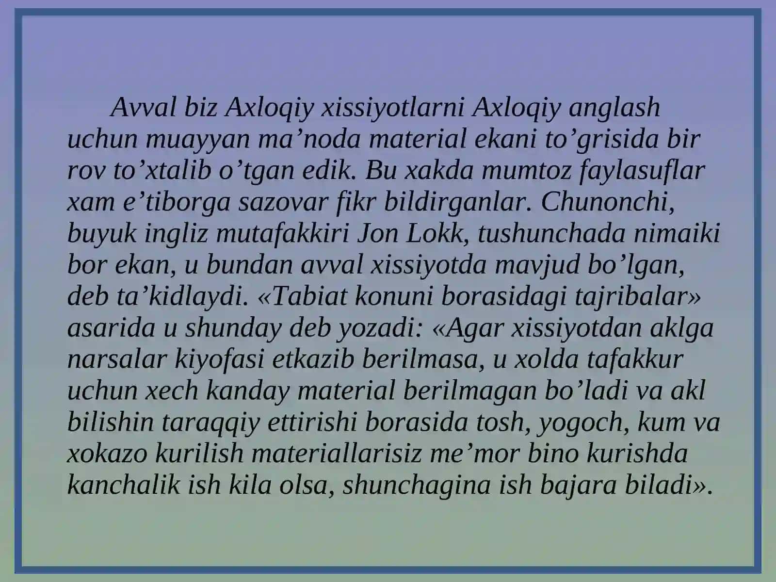 SHAXSNING MANAVIY AHLOQIY TARBIYASI. HADIS ILMINING PAYDO BO’LISHI 3