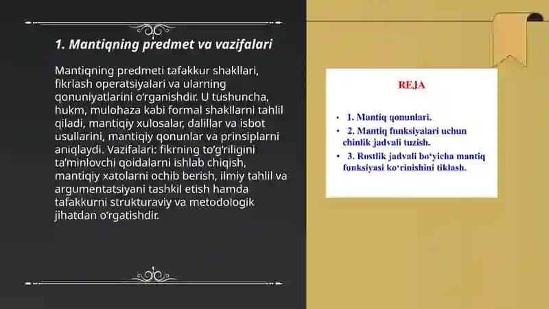 Mantiq tafakkur shakllari va qonunlarini o'rganuvchi fan sohasi sifatida 3