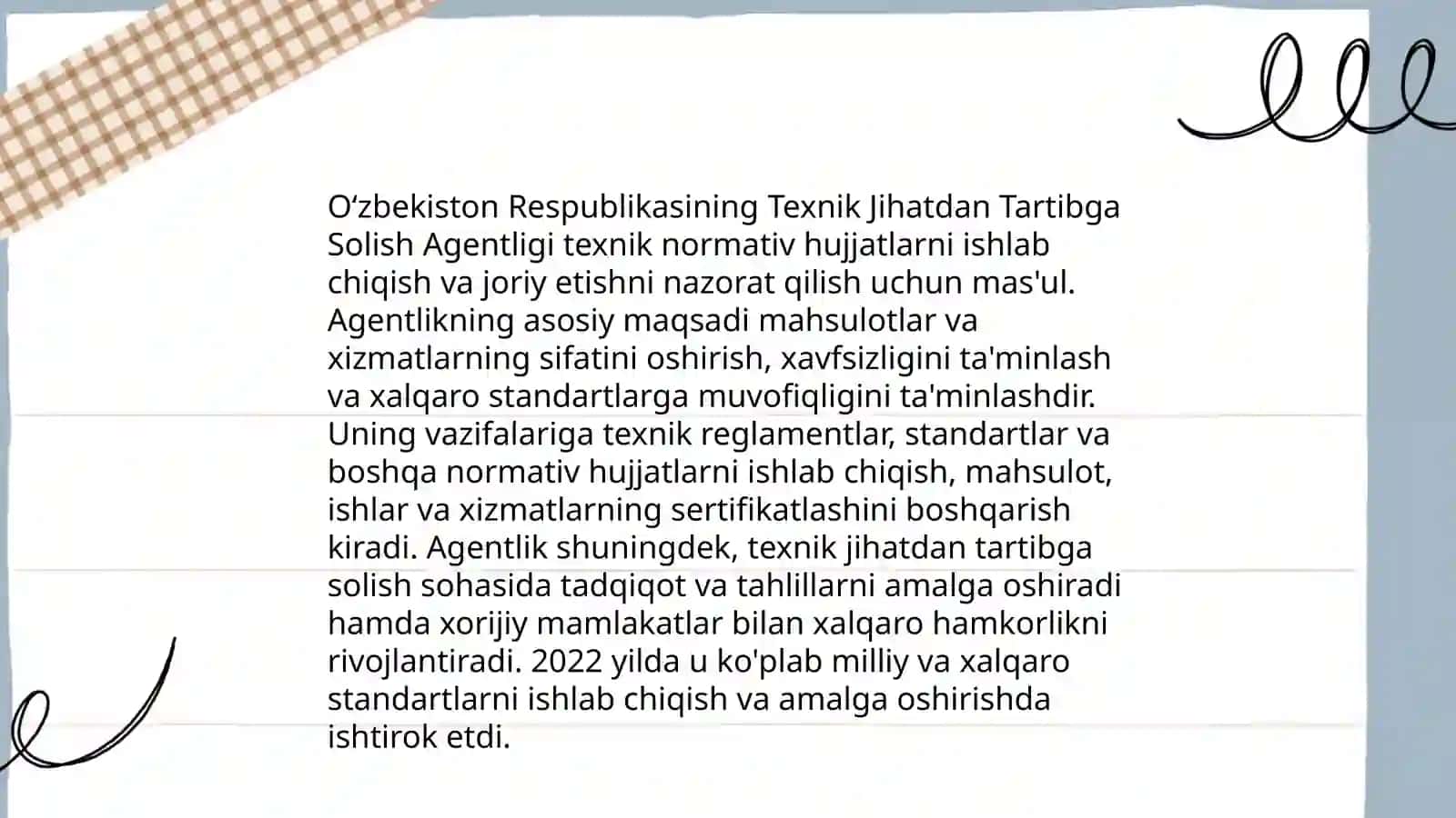 Oʻzbekiston Respublikasining Texnik Jihatdan Tartibga Solish Agentligi 3