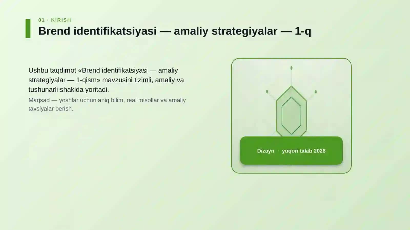 Brend identifikatsiyasi — amaliy strategiyalar — 1-q 3