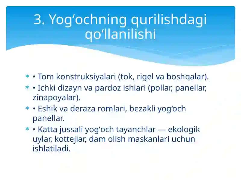 Yogʻoch, Metall va Shisha Qurilish Materiallari 3