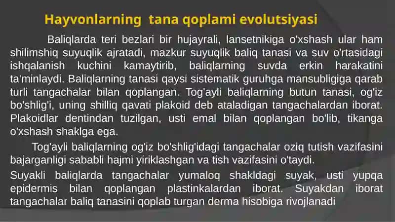 HAYVONLARNING TANA QOPLAMI VA HARAKATORGANLARI EVOLUTSIYASI 3