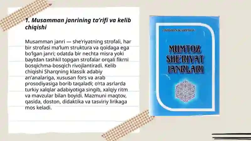 Musamman va muashshar janrlari 3