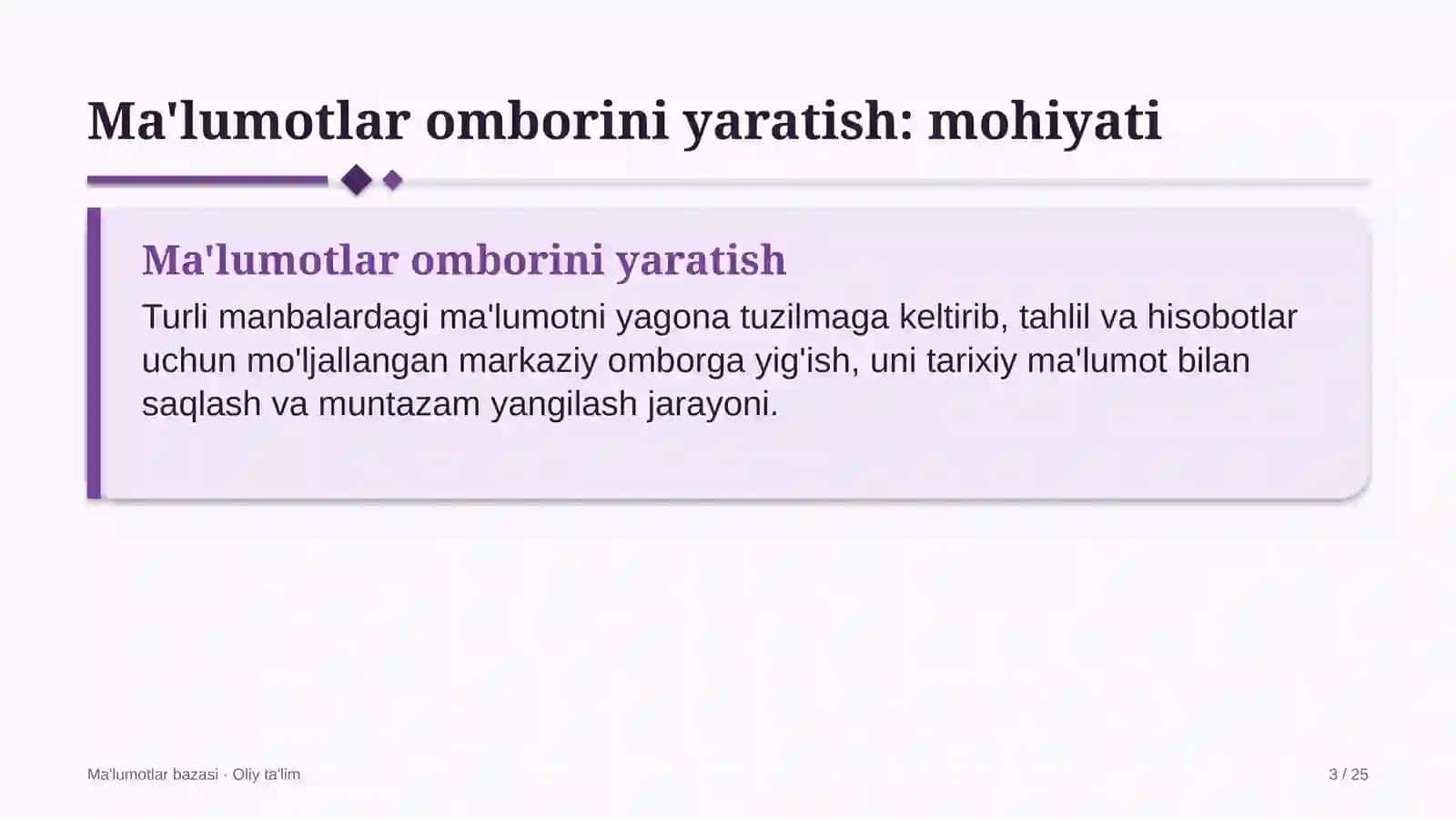 Avtomobillarga gaz to'ldirish shoxobchalarida ma'lumotlar omborini yaratish 3